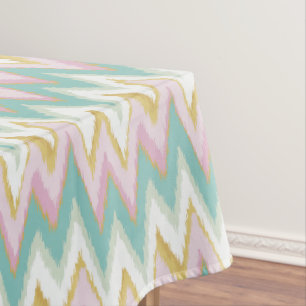 Chic colourful girly ikat tribal chevron pattern tablecloth