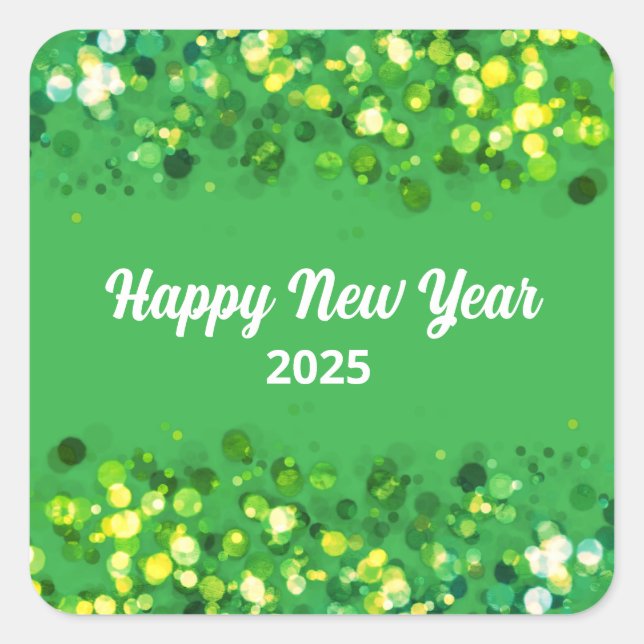 Chic colourful glitter custom text square sticker (Front)