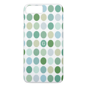 Chic colourful green polka dots pattern monogram iPhone 8 plus/7 plus case