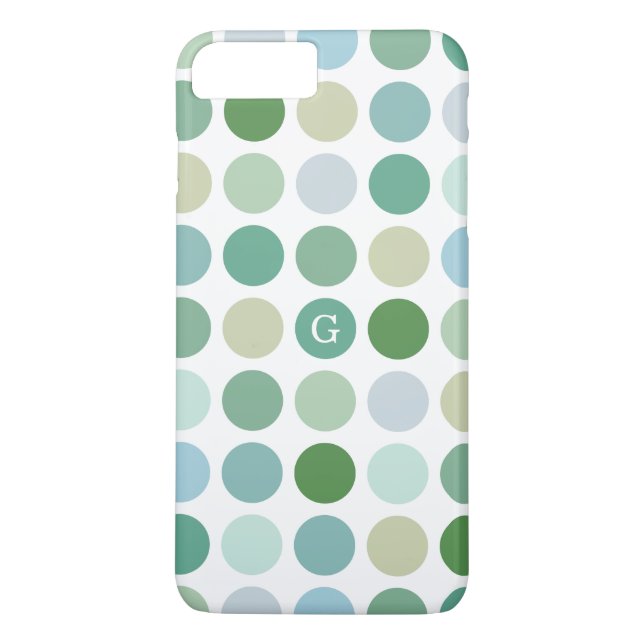 Chic colourful green polka dots pattern monogram Case-Mate iPhone case (Back)