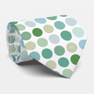 Chic colourful green polka dots pattern monogram tie