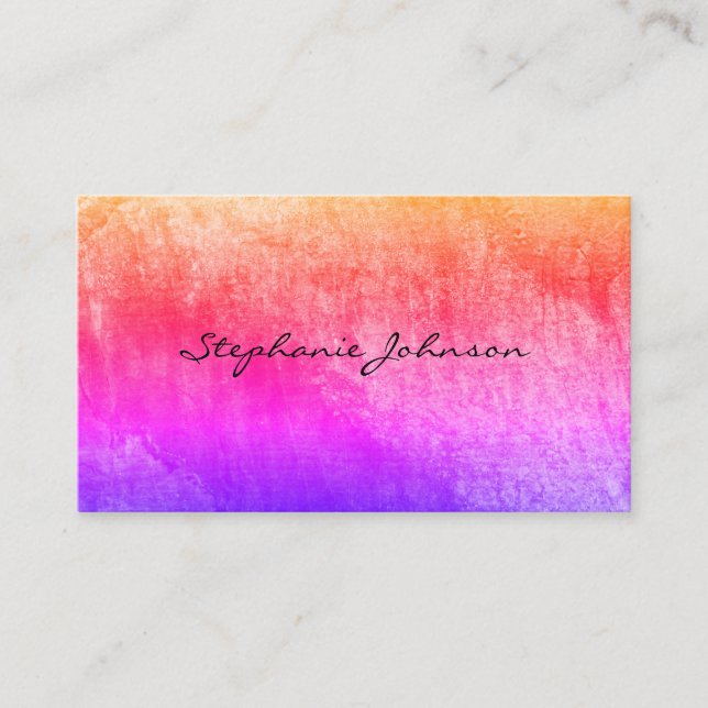 Chic Colourful Grunge Cursive Text Business Card (Front)