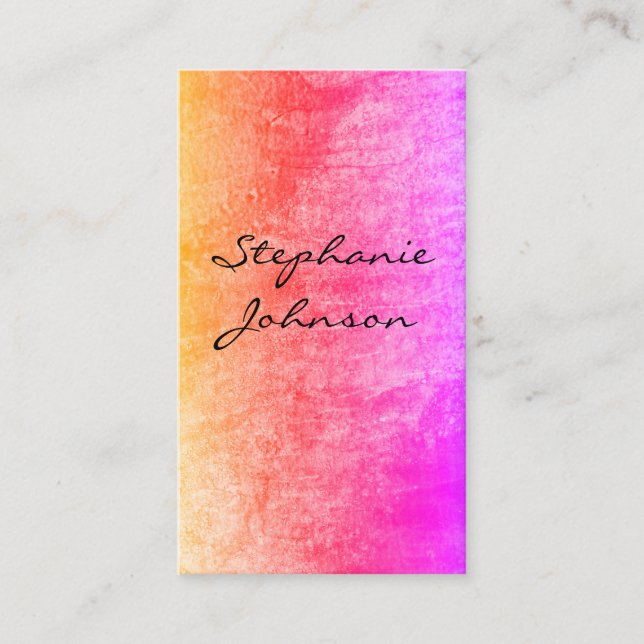 Chic Colourful Grunge Cursive Text Business Card (Front)
