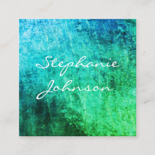 Chic Colourful Grunge Cursive Text Square Business Card