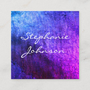 Chic Colourful Grunge Cursive Text Square Business Card