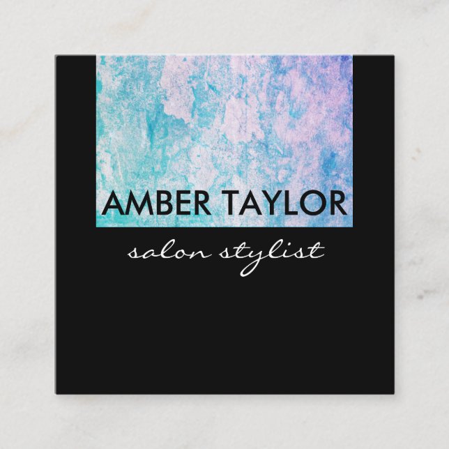 Chic Colourful Grunge Square Business Card (Front)