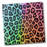 Chic Colourful Leopard Pattern Tile<br><div class="desc">Fun and vibrant leopard fur print like a certain brand we all loved in the 90's and is coming back in popularity! The photo shows the texture which makes it look like it is soft fur or fabric. Colour has many shades of the rainbow against a black leopard or cheetah...</div>