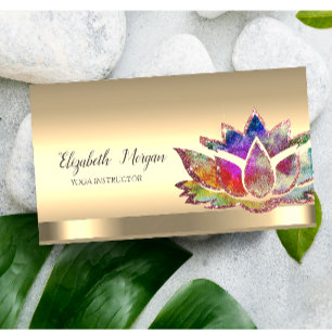 Chic Colourful Lotus Flower Yoga Instructor Business Card