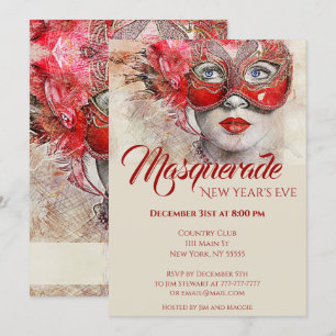 Chic Colourful Masquerade Party Invitation