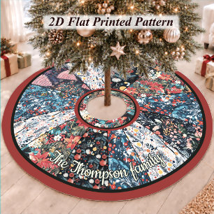 Chic Colourful Patchwork Floral Christmas Tree Brushed Polyester Tree Skirt