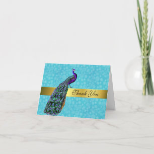 Chic Colourful Peacock Thank You Card