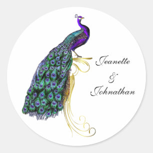 Chic Colourful Peacock Wedding Envelope Seal