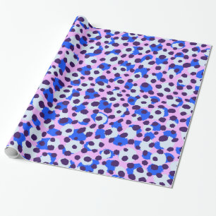 Chic colourful pink blue cheetah print monogram wrapping paper