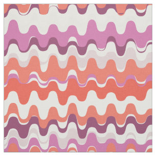 Chic colourful pink orange abstract wave pattern fabric