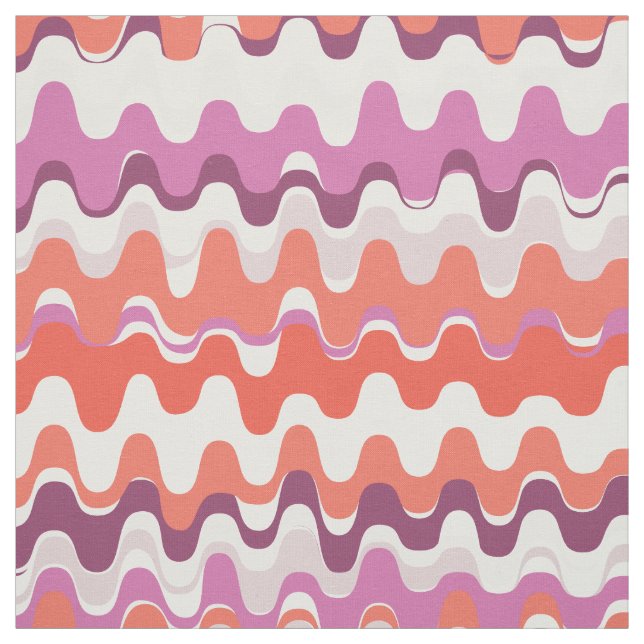 Chic colourful pink orange abstract wave pattern fabric (Swatch)