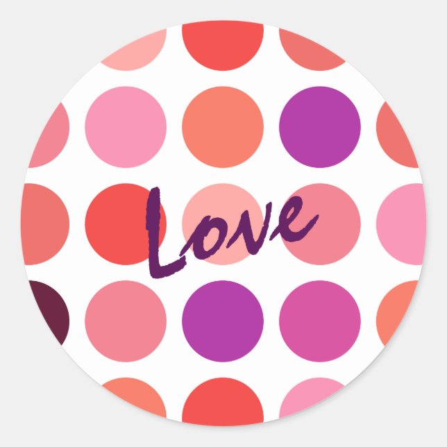 Chic colourful polka dots pattern monogram classic round sticker (Front)
