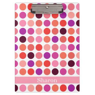 Chic colourful polka dots pattern monogram clipboard