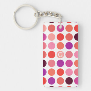 Chic colourful polka dots pattern monogram key ring