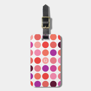 Chic colourful polka dots pattern monogram luggage tag