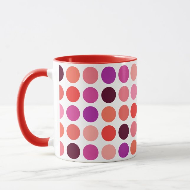 Chic colourful polka dots pattern monogram mug (Left)