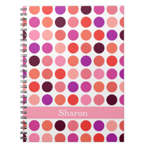 Chic colourful polka dots pattern monogram notebook