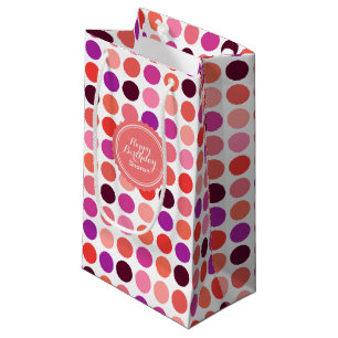 Chic colourful polka dots pattern monogram small gift bag