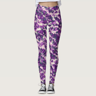 Chic Colourful Purple White Garden  Floral Pattern Leggings