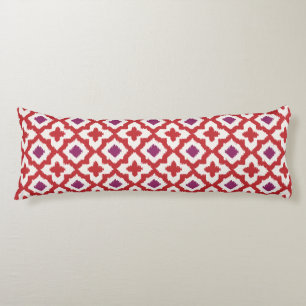 Chic colourful red and purple ikat tribal patterns body cushion