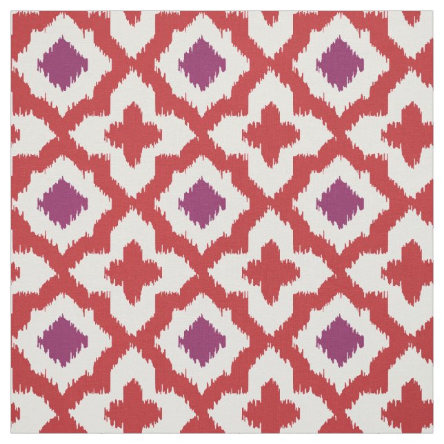 Chic colourful red and purple ikat tribal patterns fabric (Swatch)