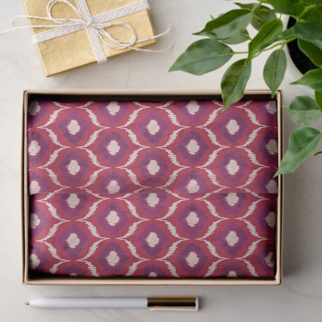 Chic colourful red and purple ikat tribal patterns tissue paper (Gift)