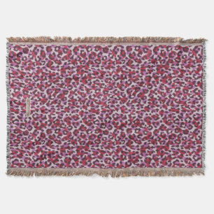 Chic colourful red purple cheetah print pattern throw blanket