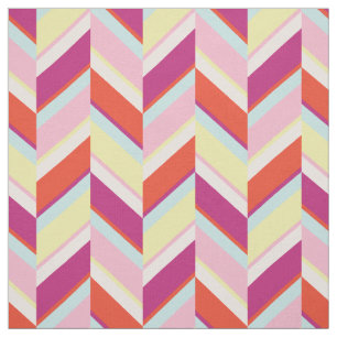Chic colourful red purple geometric chevron patter fabric