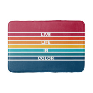 Chic Colourful Stripes Pattern Live Life in Colour Bath Mat