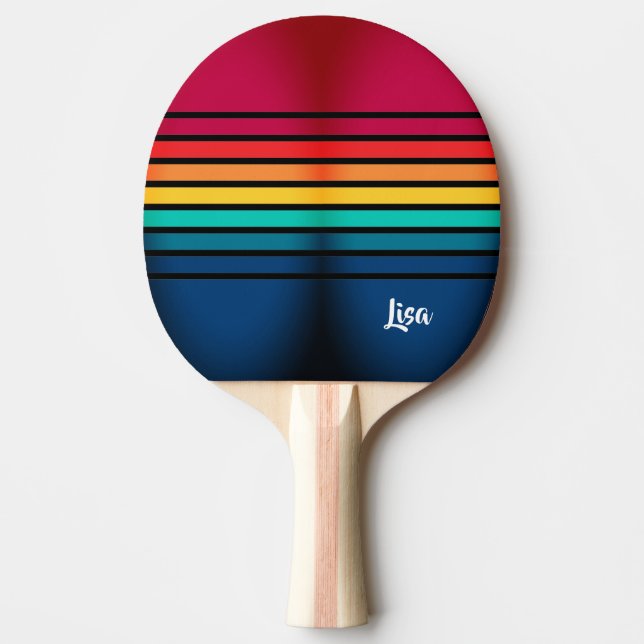 Chic Colourful Stripes Pattern Ping Pong Paddle (Front)