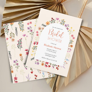 Chic Colourful Summer Wildflower Arch Bridal Showe Invitation