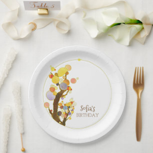Chic Colourful Trees Birthday Party Paper Plate