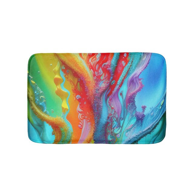 Chic Colourful Tropical Caribbean Ocean Floral  Bath Mat (Front)