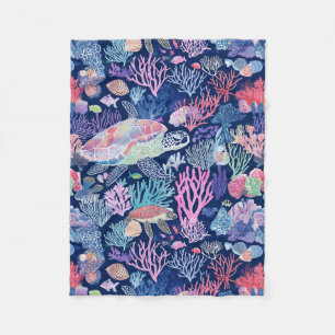 Chic colourful turtle  fleece blanket