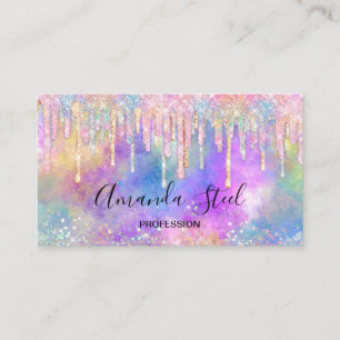 Chic colourful unicorn dripping glitter appointment card