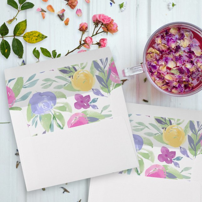 Chic Colourful Watercolor Floral Wedding  Envelope (Creator Uploaded)