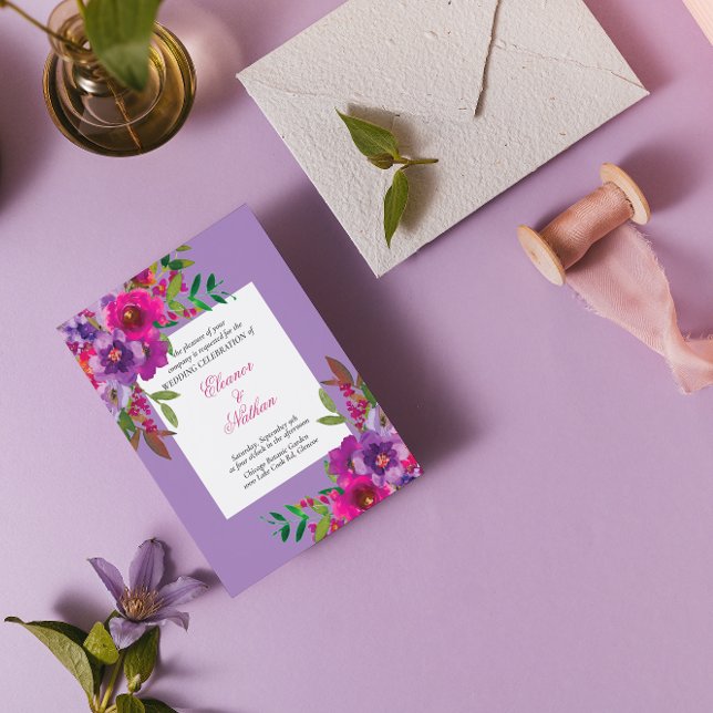 Chic Colourful Watercolor Flowers Summer Wedding Invitation (Creator Uploaded)