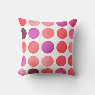 Chic colourful watercolor polka dots pattern cushion