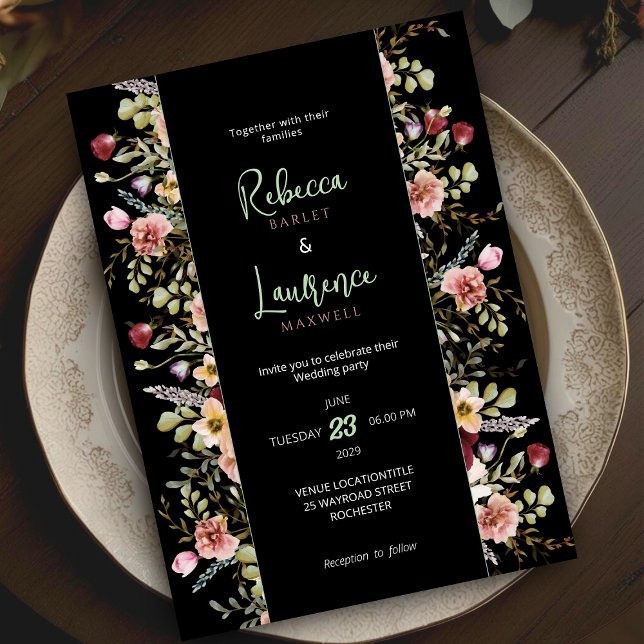 Chic colourful wildflowers garden wedding invitation (Creator Uploaded)