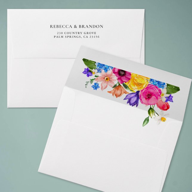 Chic colourful wildflowers wedding envelope (Creator Uploaded)