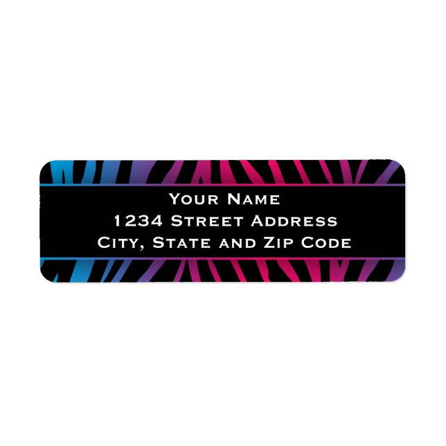 Chic Colourful Zebra Stripes Return Address Labels (Front)