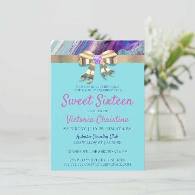 Chic Colours Birthday Invitation (Standing Front)