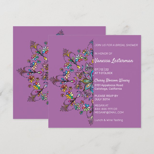 Chic Colours Mandala Bridal Shower Invitation (Front/Back)