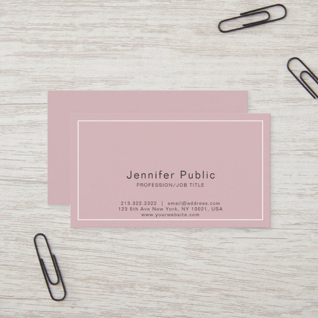 Chic Colours Plain Professional Elegant Modern Business Card (Front/Back In Situ)