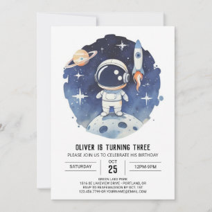 Chic Comet Digital Astronaut Boy Birthday Invitation