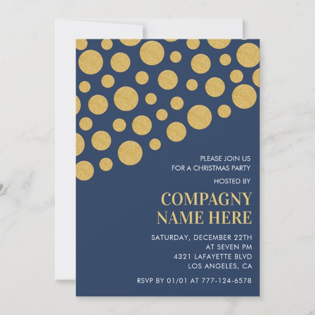 Chic Company Christmas Party  Gold Navy  Invitation (Front)